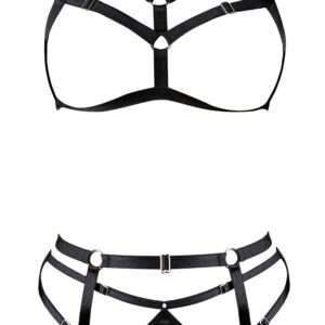 Soutien-gorge harnais et string porte-jarretelles