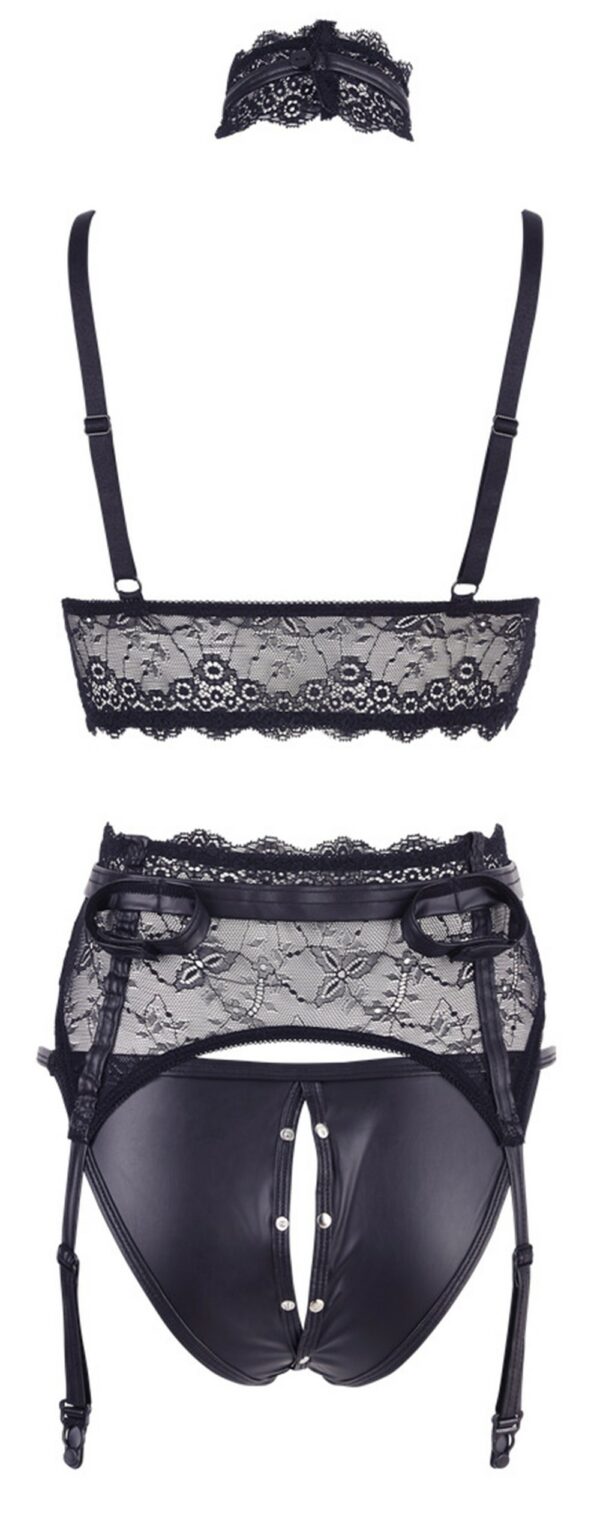 Ensemble soutien-gorge, porte jarretelles et culotte noir sexy - – Image 4