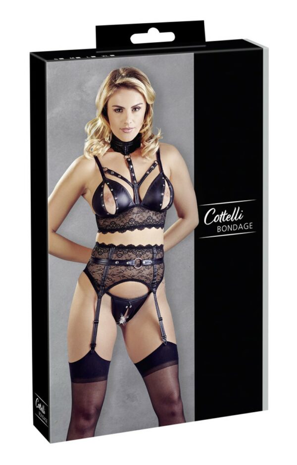 Ensemble soutien-gorge, porte jarretelles et culotte noir sexy - – Image 5
