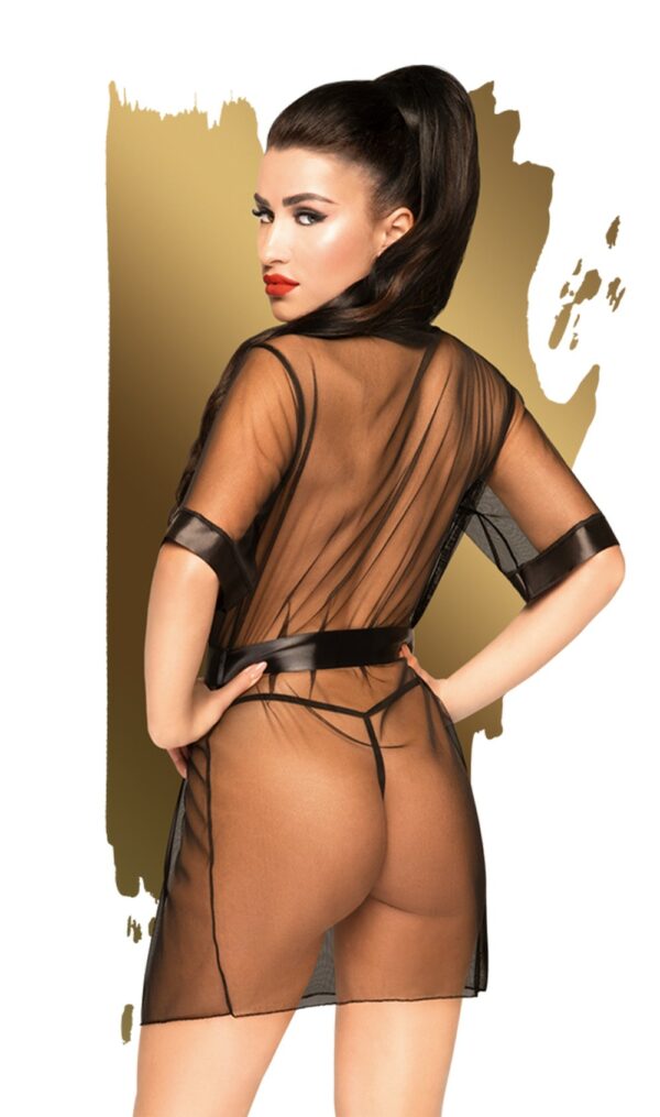 Peignoir et ceinture satinée Noir Midnight mirage – Image 2